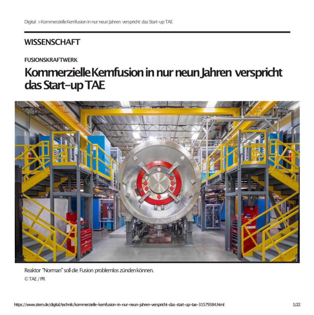 Kommerzielle Kernfusion in nur neun Jahren verspricht das Start-up TAE _ STERN.de