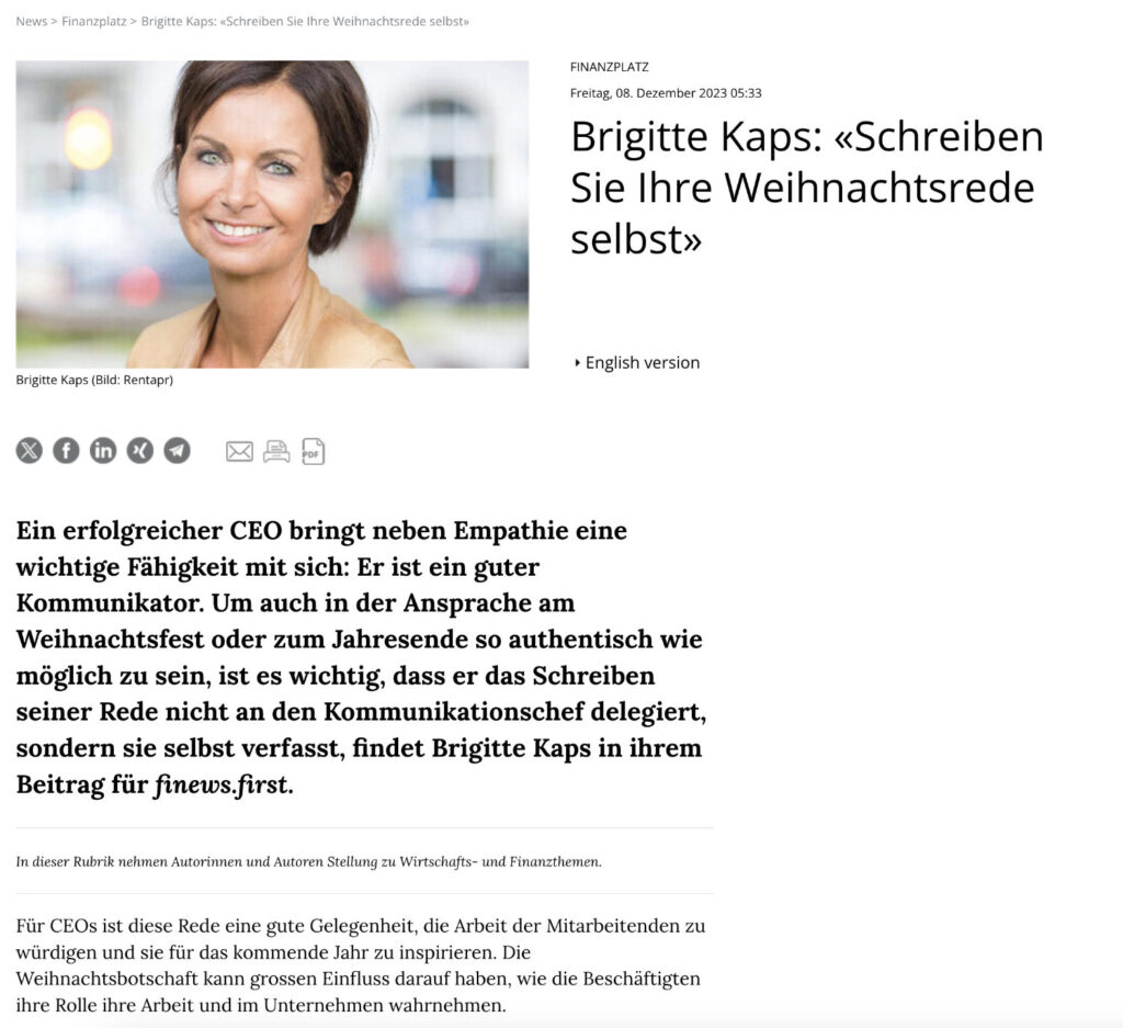 Brigitte Kaps Schreiben Sie Ihre Weihnachtsrede selbst